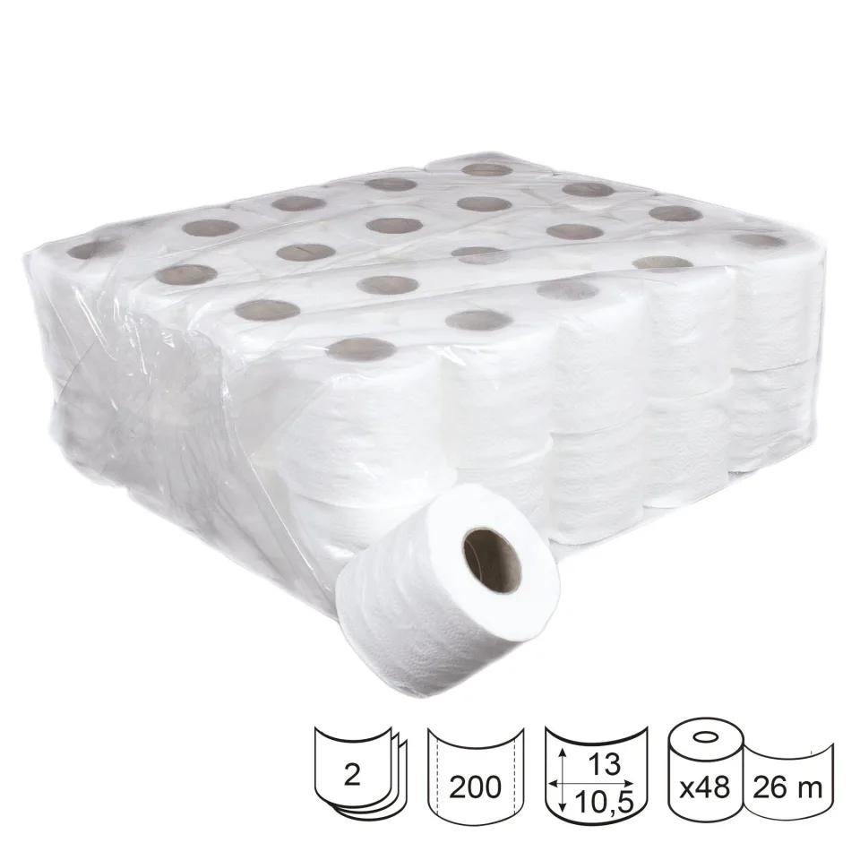 Hârtie igienică, două straturi, celuloză, 80 g, 48 bucăți