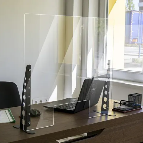 Ecran de protecție, cu suporturi metalice, 730 x 650 mm
