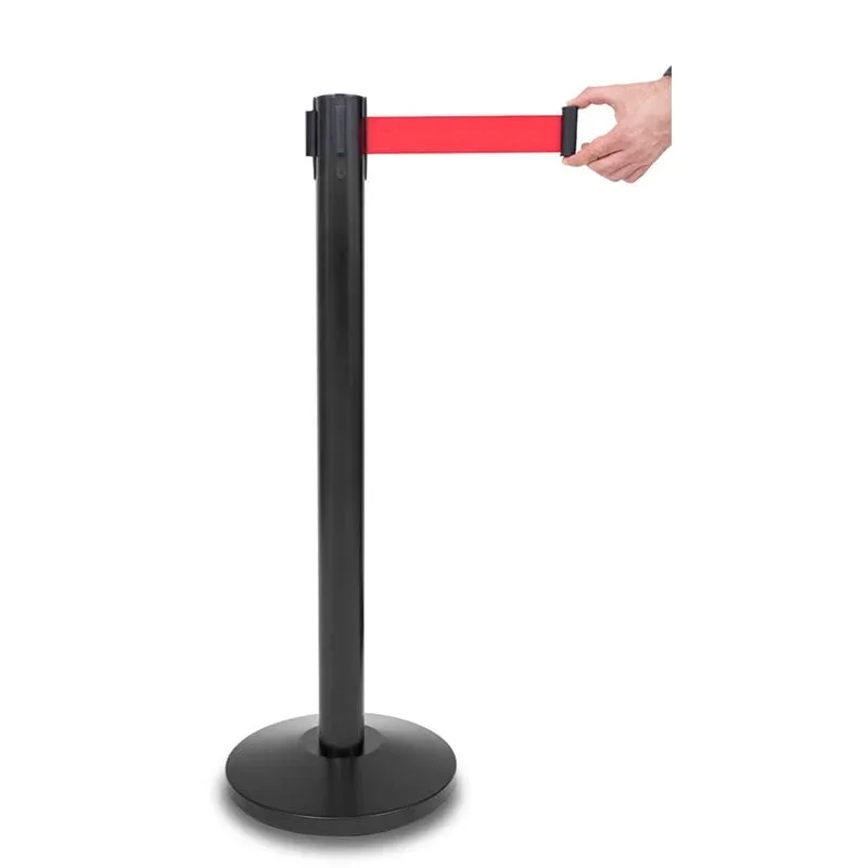 Stâlp delimitator, negru, cu bandă roșie, 235 cm, lățime 320 mm, înălțime 920 mm