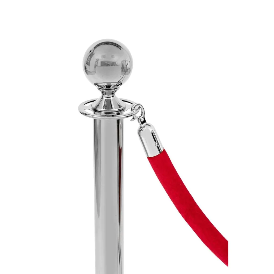 Frânghie cu cârlig Velor, crom, 160 cm, roșu