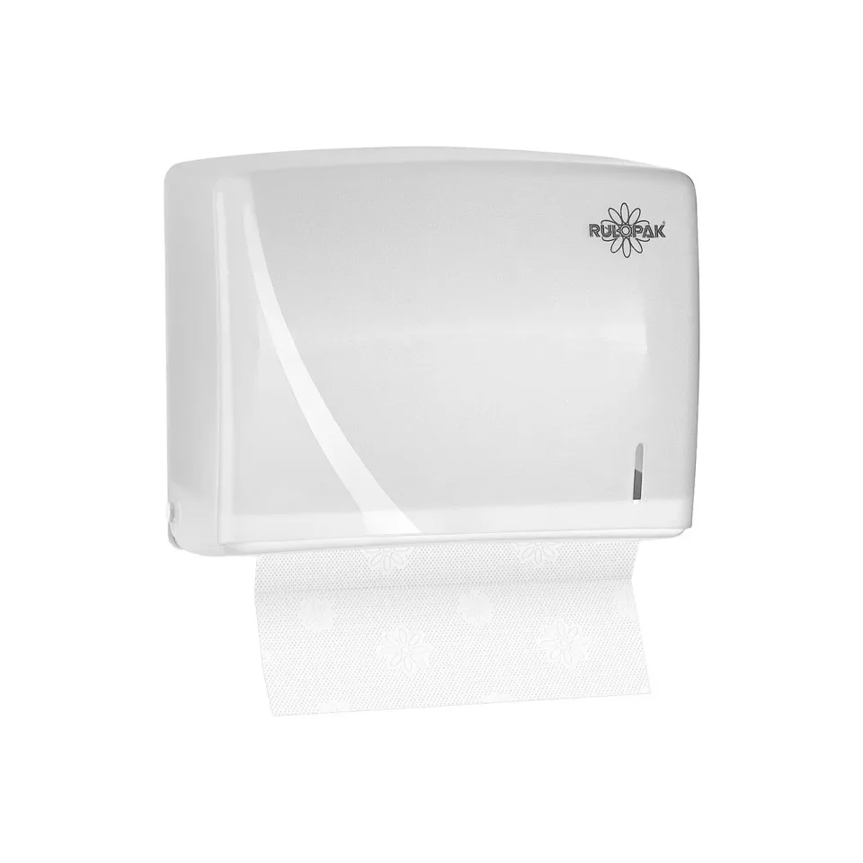 Dispenser pentru prosoape de hârtie Rulopak Elite, alb, pentru 200 prosoape, 28 x 16 x 23 cm