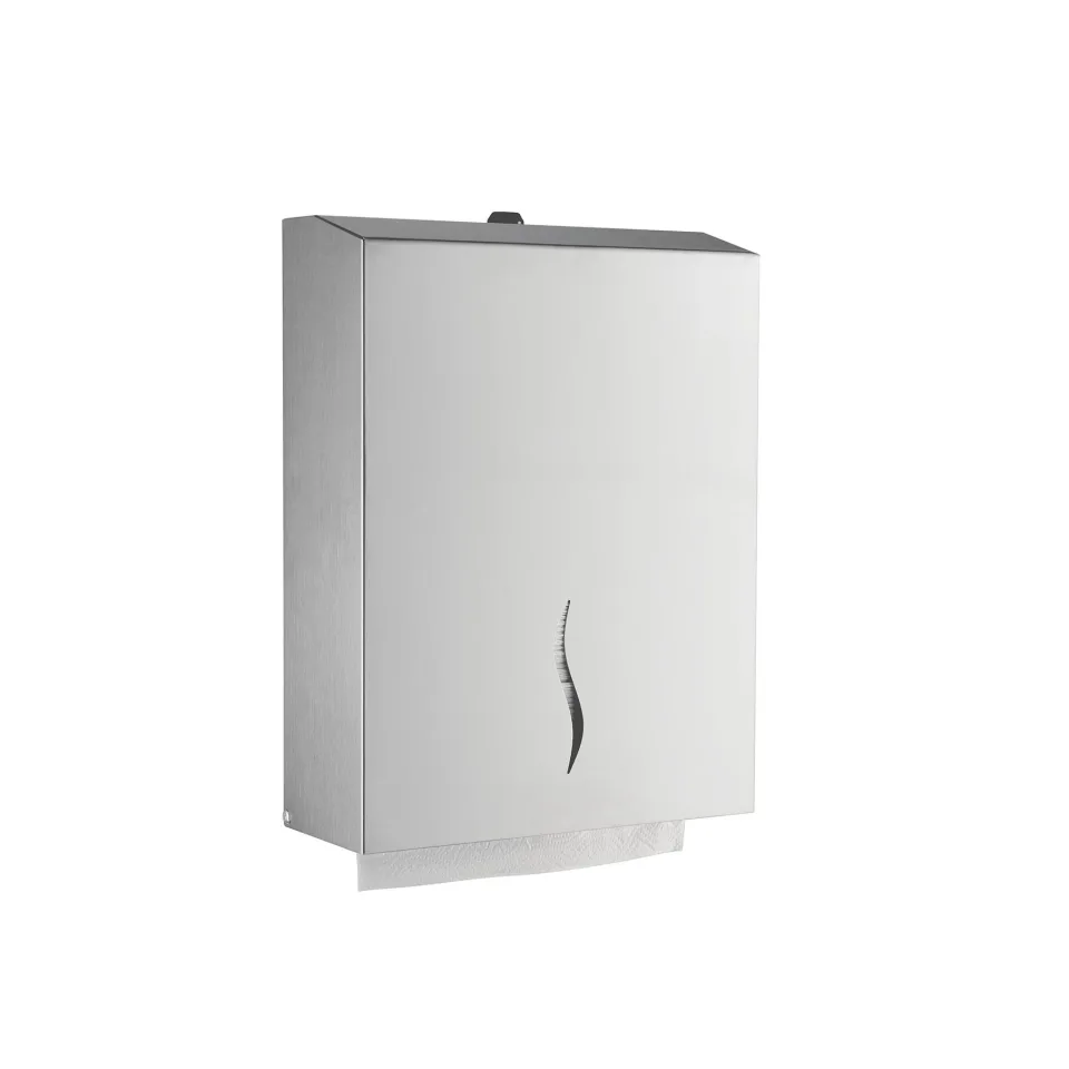 Dispenser pentru prosoape pentru mâini Dayco, cu pliere Z, 27 x 10 x 21 cm, oțel inoxidabil, pentru 200 prosoape
