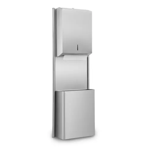 Dispenser pentru prosoape Dayco, cu coș, 35 x 15 x 100 cm, oțel inoxidabil