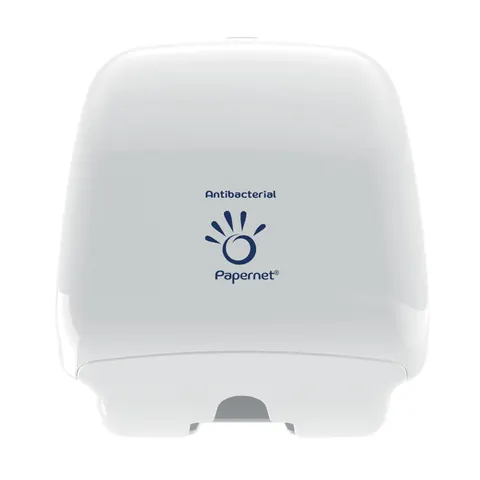 Dispenser pentru hârtie igienică Papernet, antibacterial, 14.5 x 14.7 x 16.6 cm, alb