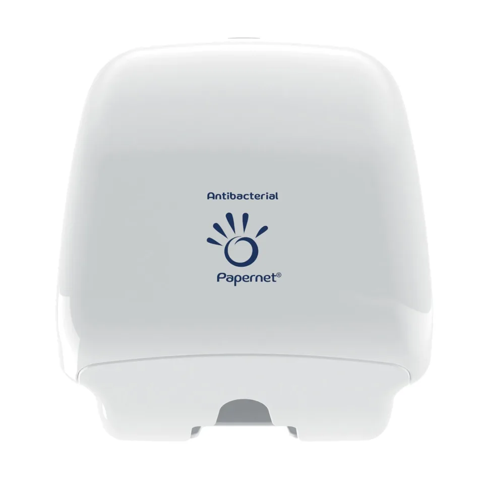 Dispenser pentru hârtie igienică Papernet, antibacterial, 14.5 x 14.7 x 16.6 cm, alb