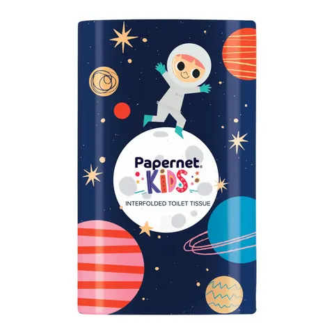 Dispenser pentru hârtie igienică Papernet Kids Space, pe pachet, 16.5 x 13.5 x 26.5 cm