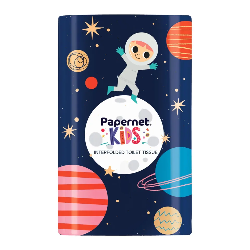 Dispenser pentru hârtie igienică Papernet Kids Space, pe pachet, 16.5 x 13.5 x 26.5 cm
