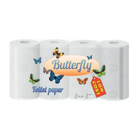 Hârtie igienică Butterfly, 2 straturi, 150 foi, pachet de 8