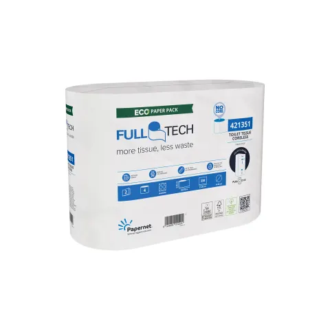 Hârtie igienică Papernet, Full Tech, celuloză, 2 straturi, 338 foi, 4 buc