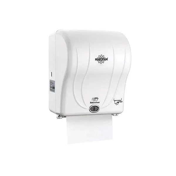 Dispenser pentru role de hârtie Rulopak, cu senzor, 21 cm, alb, 23.5 x 31 x 40 cm