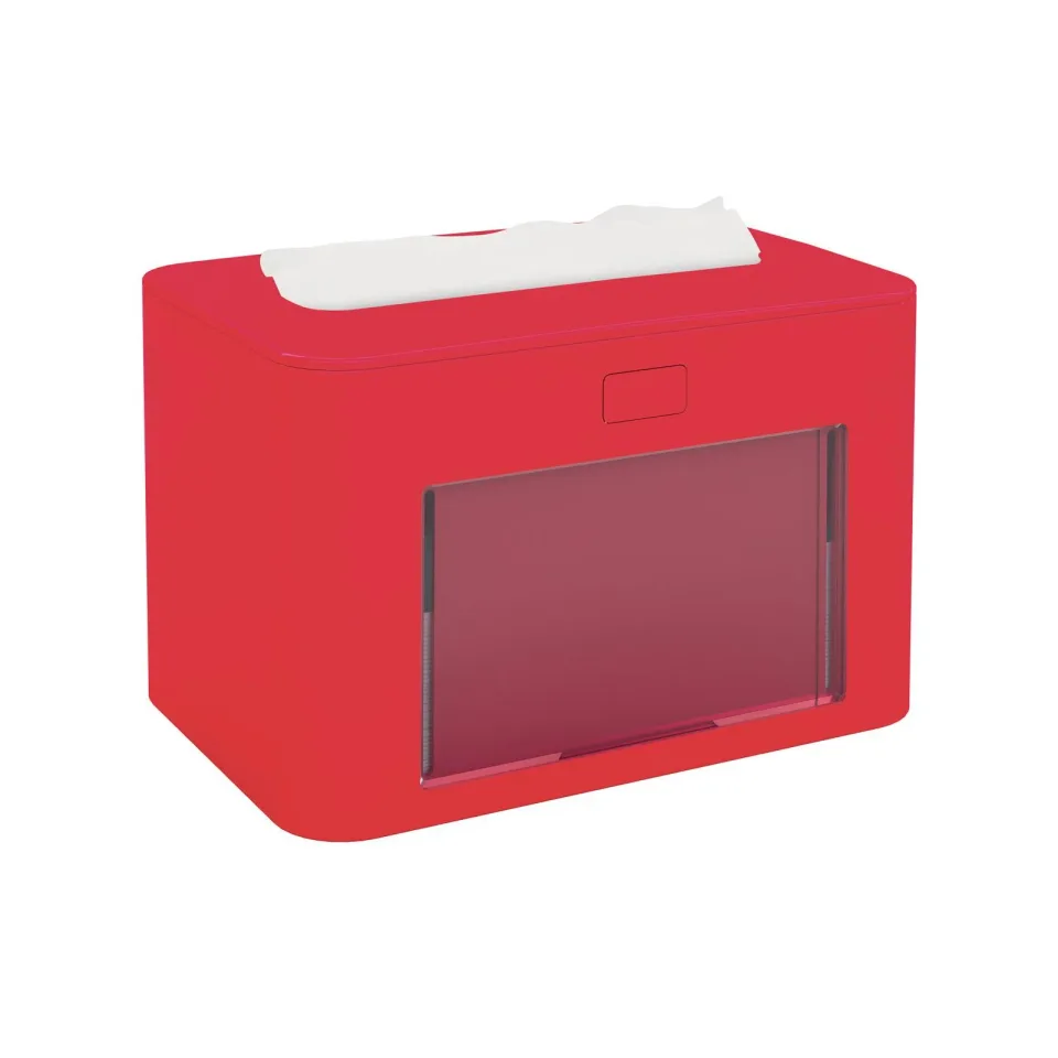 Dispenser pentru șervețele Papernet Premium, pe pachet, roșu, 13.3 x 20 x 12.6 cm