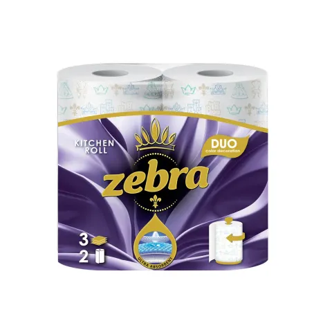 Prosop de bucătărie Zebra Duo, 3 straturi, 57 foi, 2 role