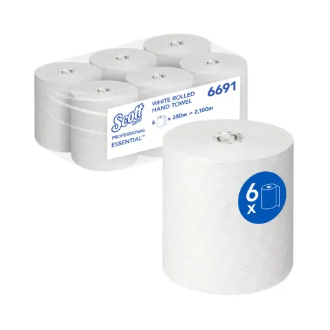 Prosoape pentru mâini Kimberly-Clark Scott Essential 6691, pe rolă, 350 m, alb, 6 bucăți
