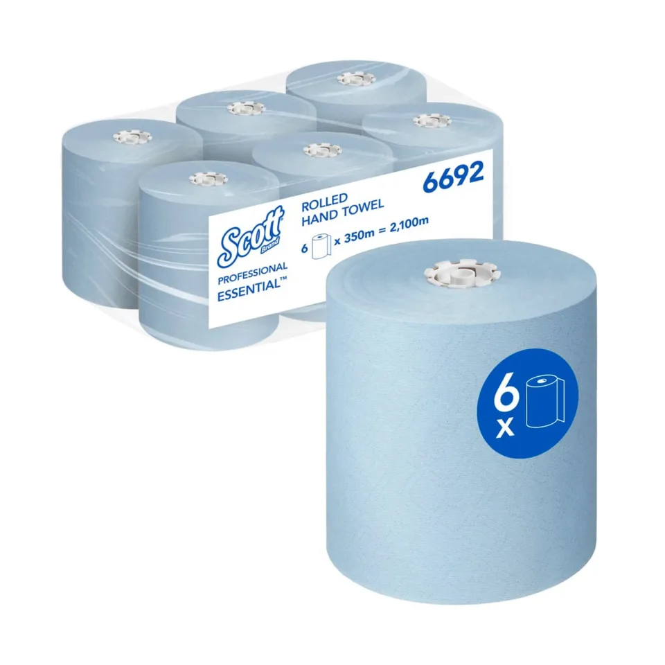 Prosoape de mâini Kimberly-Clark Scott Essential 6692, pe rolă, 350 m, albastre, 6 bucăți
