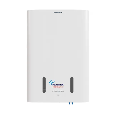 Dispenser pentru prosoape de hârtie pentru mâini Papernet Highfast, antibacterial, alb, 42 x 14.6 x 63 cm