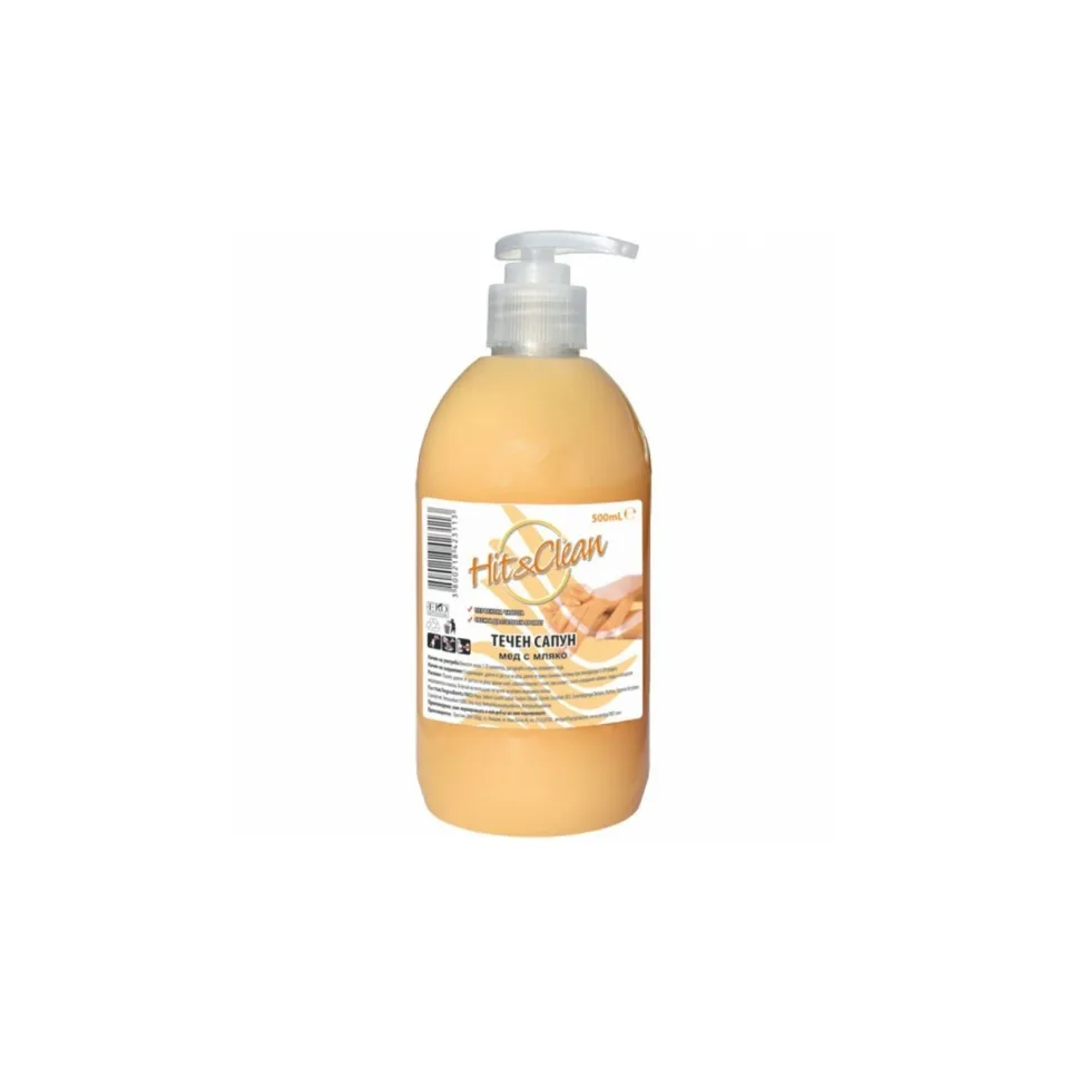 Săpun lichid Hit&Clean, miere și lapte, cu pompă, 500 ml