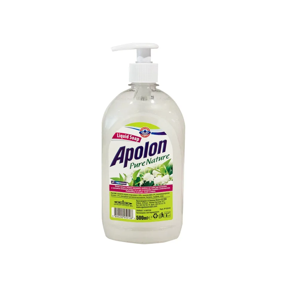 Săpun lichid Apolon Pure Nature, cu pompă, 500 ml