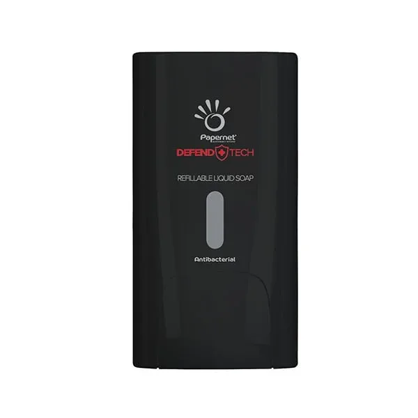 Dispenser pentru săpun lichid Papernet, reîncărcabil, negru, 1 L, 11,6 x 13,9 x 22 cm
