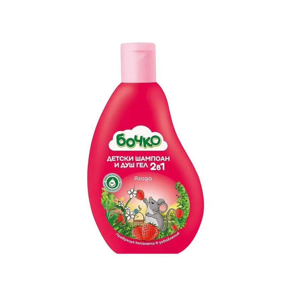 Șampon la sticlă și gel de duș, căpșuni, 2 în 1, 250 ml