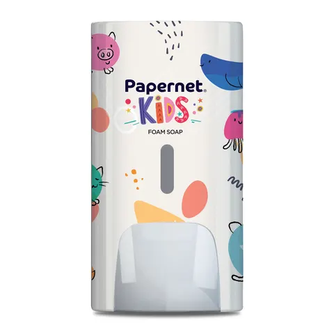 Dozator săpun spumă Papernet Kids Animals, 11.6 x 13.9 x 22 cm