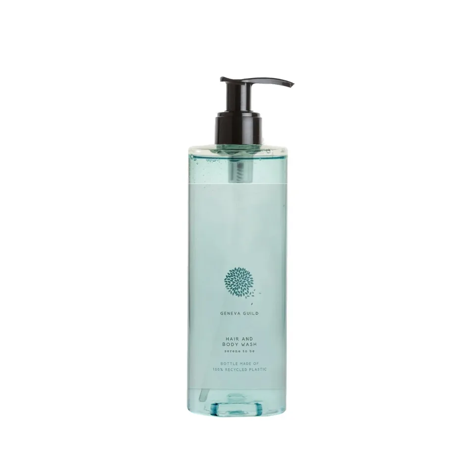 Gel de duș pentru păr GFL Cosmetics și corp Geneva, cu pompă, sigilat, 380 ml, 6 x 20 cm
