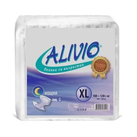 Scutece pentru adulți Alivio, noapte, XL, de la 100 la 120 kg, 10 bucăți