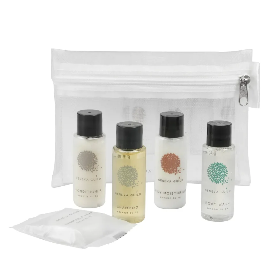 Set GFL Cosmetics Geneva, gel de duș, șampon, balsam, loțiune pentru corp și săpun solid, 0.03 l