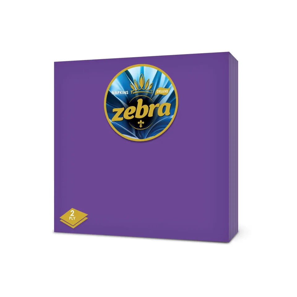 Șervețele Zebra Deluxe, 2 straturi, 33 x 33 cm, mov, 35 buc.