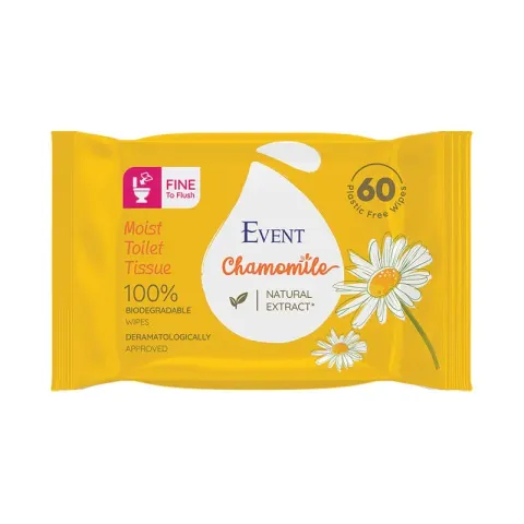 Șervețele umede pentru toaletă Event, mușețel, 60 foi