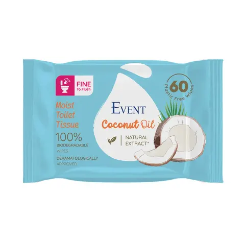 Event Șervețele umede pentru toaletă, ulei de cocos, 60 de bucăți