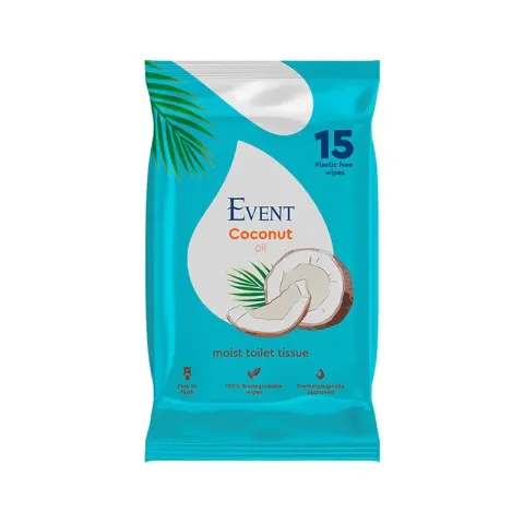 Event șervețele umede pentru toaletă, ulei de cocos, 15 bucăți