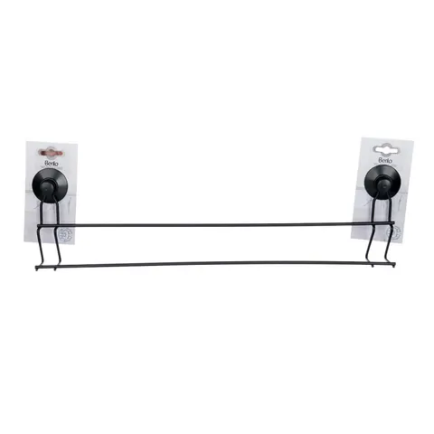 Suport pentru prosoape Berilo, dublu, metalic, cu vacuum, negru mat
