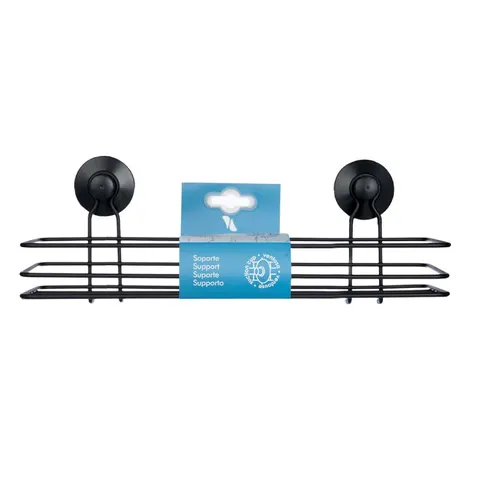 Raft de duș Berilo, dreptunghiular, metalic, cu ventuză, negru
