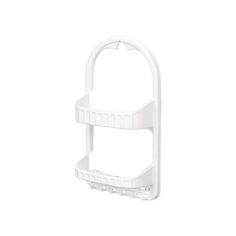 Organizator de duș Berilo, 2 niveluri, cu vacuum, plastic, alb
