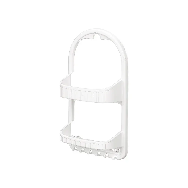 Organizator de duș Berilo, 2 niveluri, cu vacuum, plastic, alb