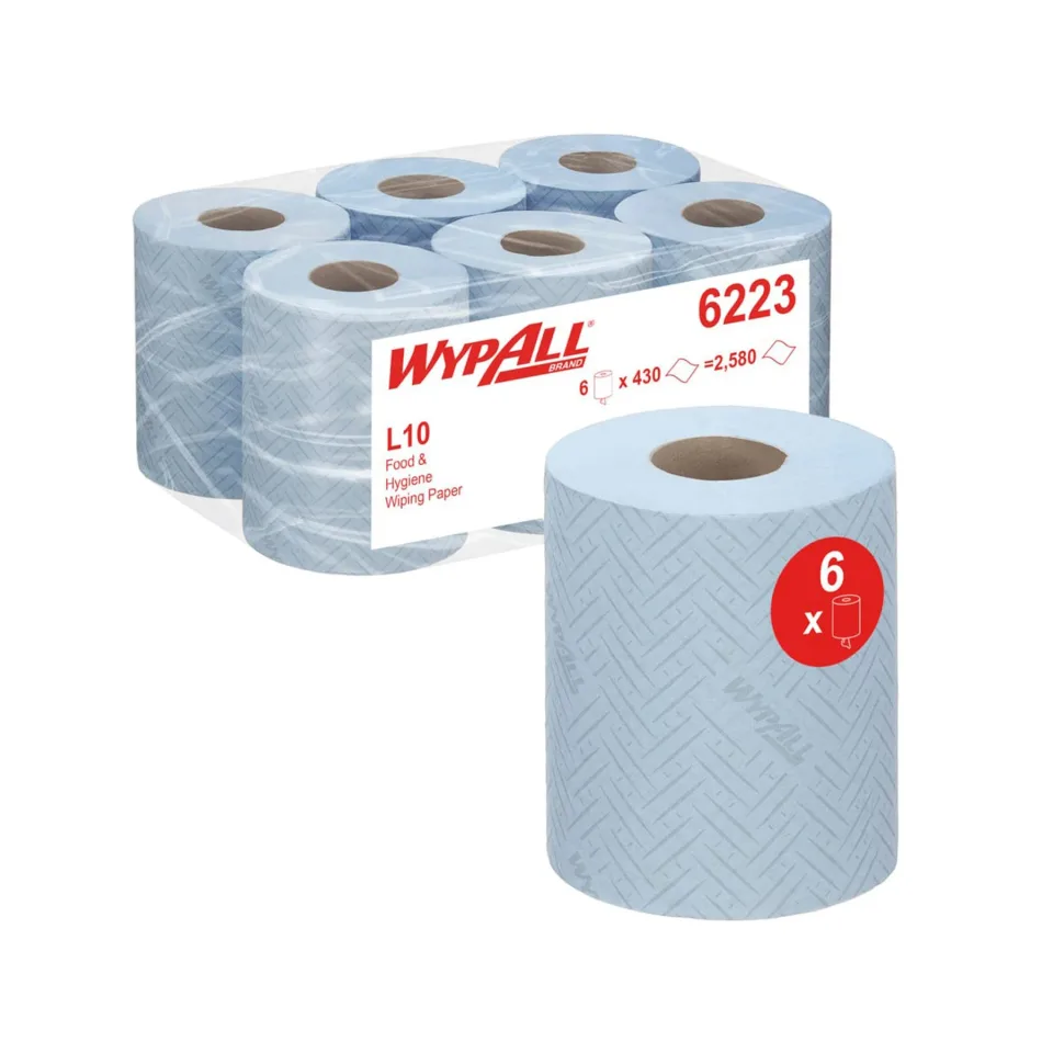 Hârtie pentru curățare Kimberly-Clark WypAll Reach 6223 Centrefeed, pe rolă, 430 foi, 163 m, albastru, 6 bucăți