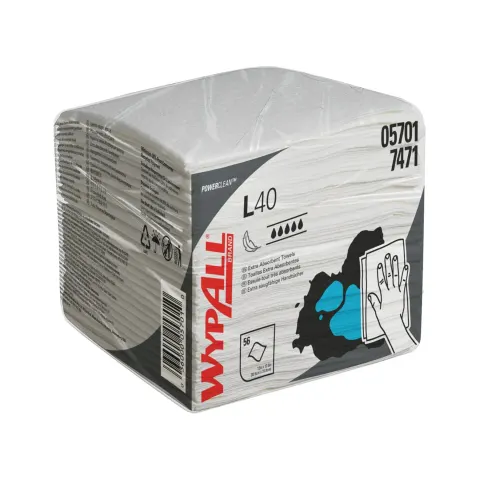 Prosoape pentru curățare Kimberly-Clark WypAll L40 8387 Absorbante, pliate în 1/4, 30.4 x 31.7 cm, albe, 56 bucăți
