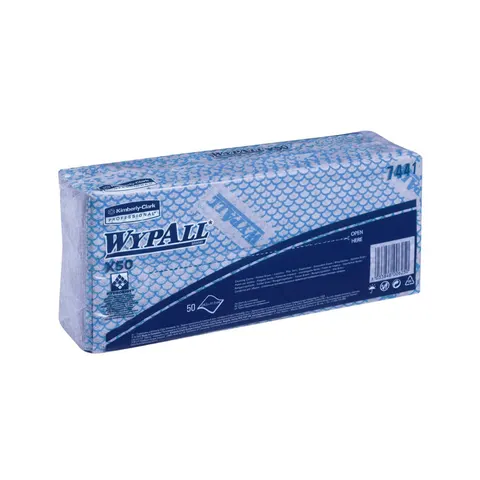 Prosop Kimberly-Clark WypAll X50 7441, 41.8 x 24.7 cm, albastru, 50 bucăți