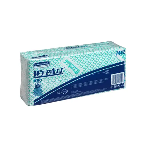 Prosop Kimberly-Clark WypAll X50 7442, 41.8 x 24.7 cm, verde, 50 bucăți