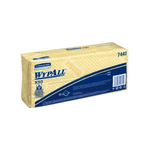 Prosop Kimberly-Clark WypAll X50 7443, 41.8 x 24.7 cm, galben, 50 bucăți