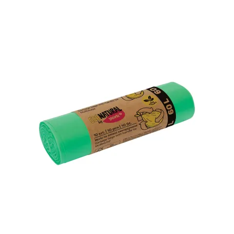 Saci de gunoi York Eco Natural, cu legătură, 60 L, 10 bucăți