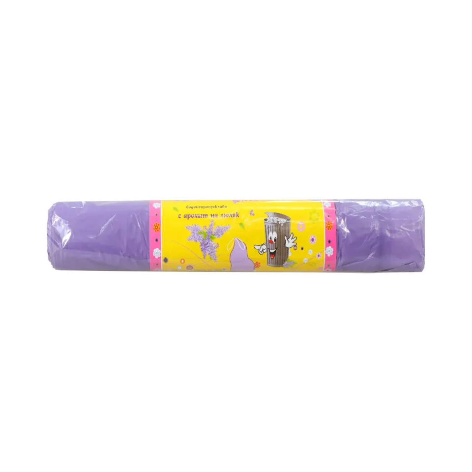 Saci de gunoi, cu șnur și parfum, 120 L, 70 x 100 cm, 15 µm, 10 bucăți