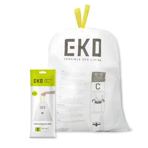 Pungi pentru gunoi Eko, tip C, cu șnur, 10-15 L, 20 bucăți