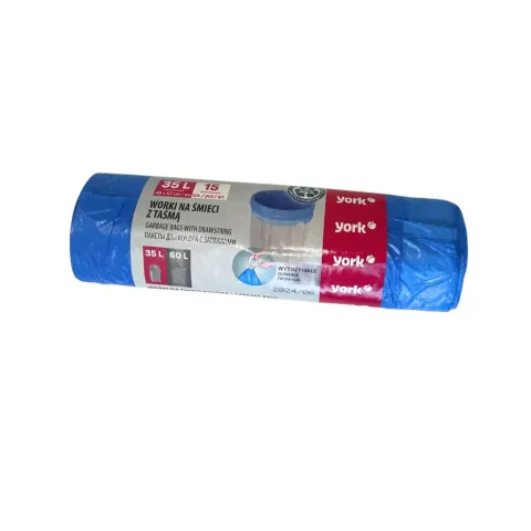 Pungi de gunoi York, cu șnur, 35 L, 15 buc.