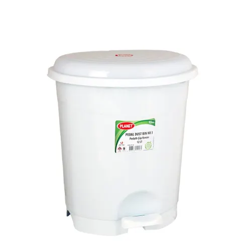 Coș de gunoi Planet, cu pedală, plastic, 12L, alb, 290x270x325cm
