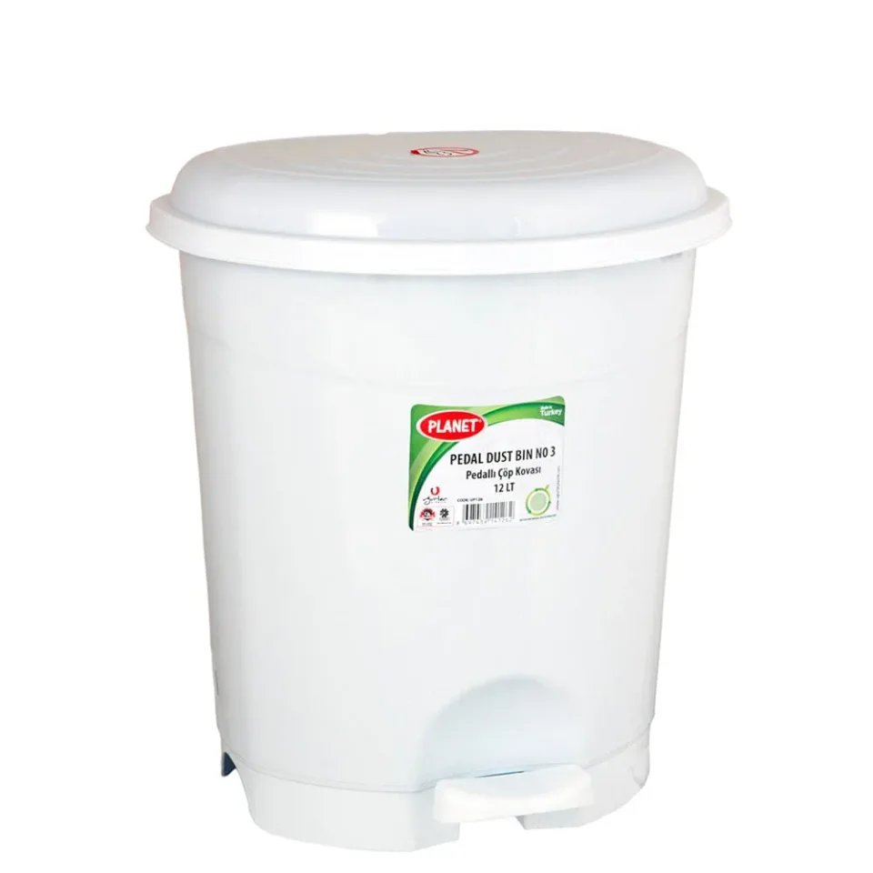 Coș de gunoi Planet, cu pedală, plastic, 22 L, alb, 350 x 330 x 406 cm