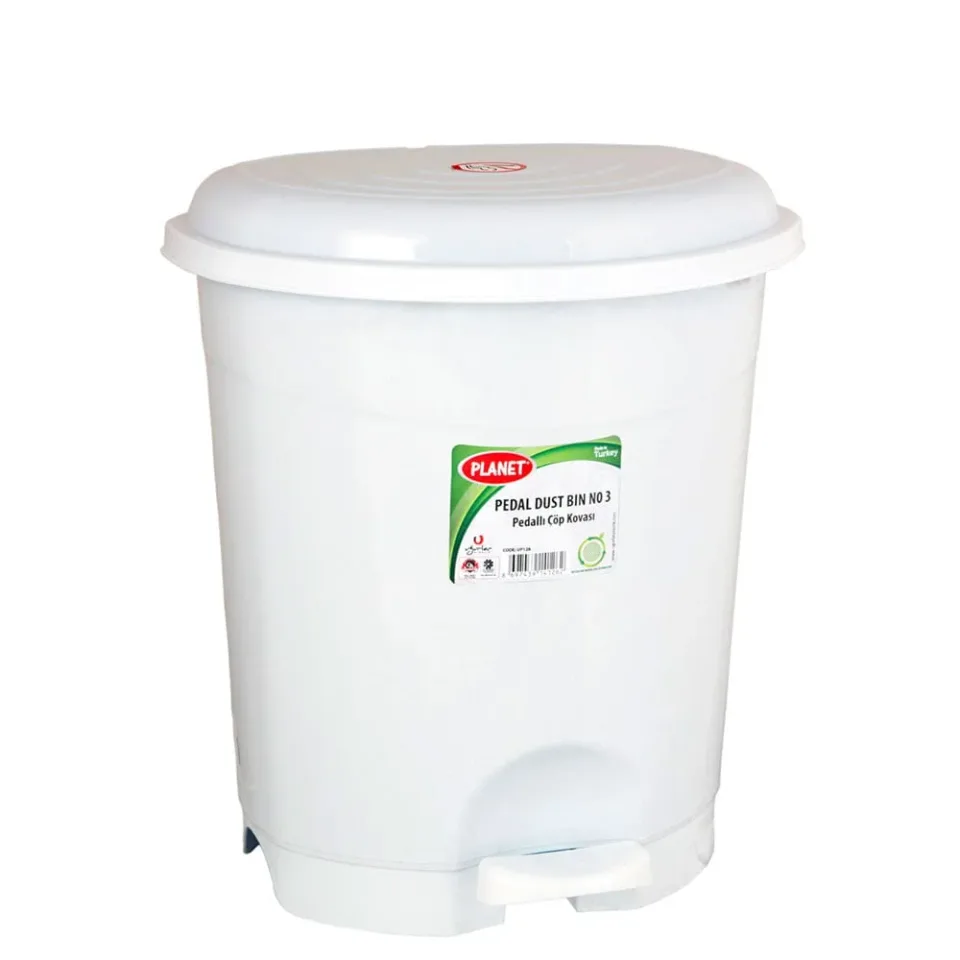 Coș de gunoi Planet, cu pedală, plastic, 50 L, alb, 430 x 420 x 560 cm