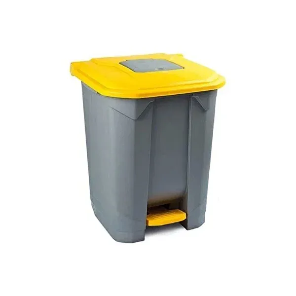 Coș Planet cu compartiment, cu pedală, 30 L, gri/galben, 445 x 405 x 425 cm