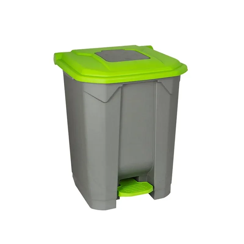 Coș Planet cu compartiment, cu pedală, 30 L, gri/verde, 445 x 405 x 425 cm