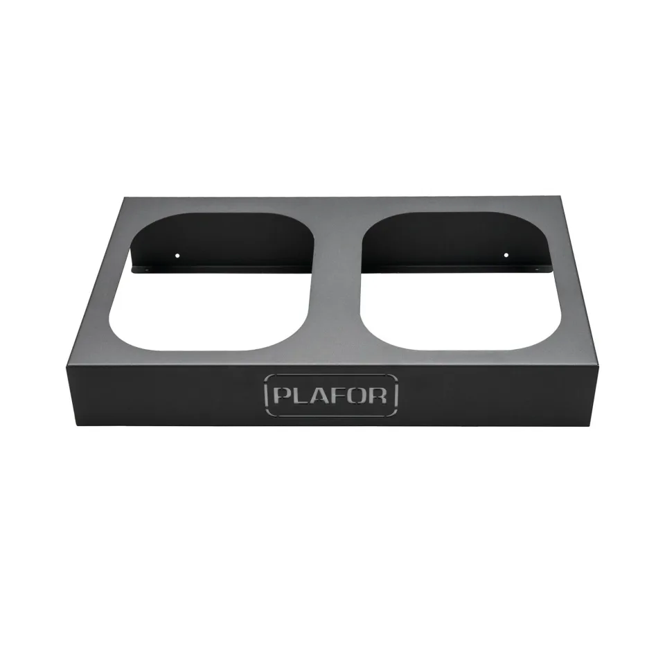 Bază pentru 2 coșuri de gunoi Plafor, metal, 2 x 45 L, negru, 90 l, 68 x 40.5 x 13 cm